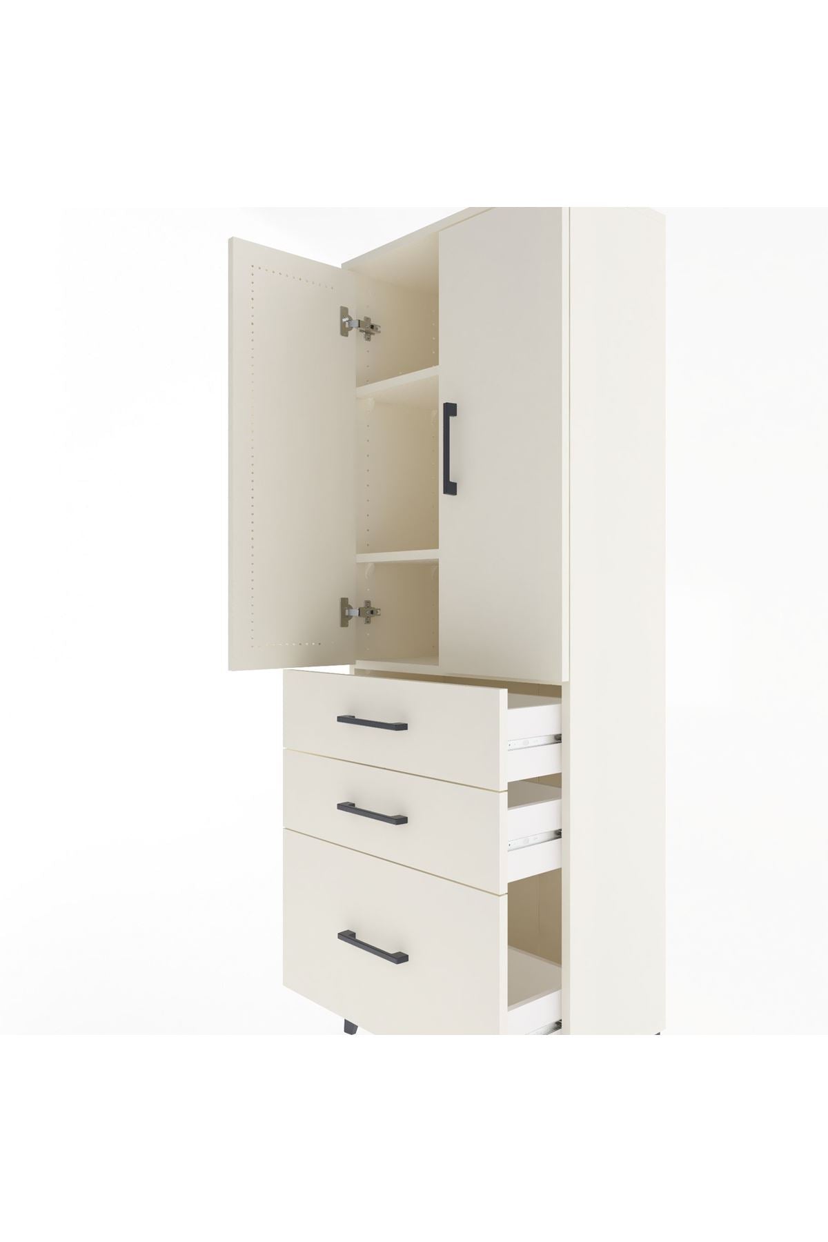 Arges Dolap 3 Raflı 3 Çekmeceli 2 Kapaklı 60x30x163 Aytaşı-Aytaşı