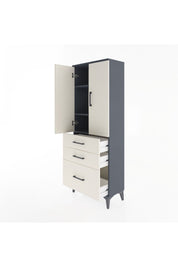 Arges Dolap 3 Raflı 3 Çekmeceli 2 Kapaklı 60x30x163 Antrasit-Aytaşı