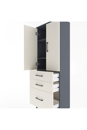Arges Dolap 3 Raflı 3 Çekmeceli 2 Kapaklı 60x30x163 Antrasit-Aytaşı