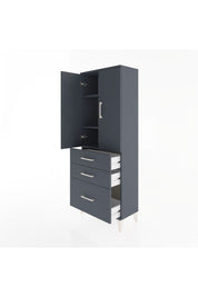 Arges Dolap 3 Raflı 3 Çekmeceli 2 Kapaklı 60x30x163 Antrasit-Antrasit