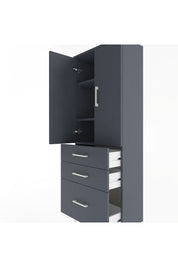 Arges Dolap 3 Raflı 3 Çekmeceli 2 Kapaklı 60x30x163 Antrasit-Antrasit