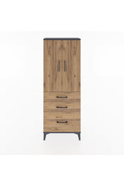 Arges Dolap 3 Raflı 3 Çekmeceli 2 Kapaklı 60x30x163 Antrasit-Çam