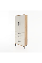 Arges Dolap 3 Raflı 3 Çekmeceli 2 Kapaklı 60x30x163 Çam-Aytaşı