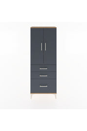 Arges Dolap 3 Raflı 3 Çekmeceli 2 Kapaklı 60x30x163 Çam-Antrasit