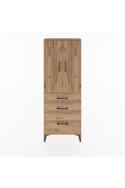 Arges Dolap 3 Raflı 3 Çekmeceli 2 Kapaklı 60x30x163 Çam-Çam