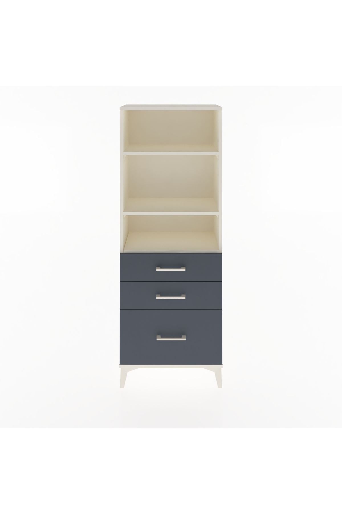 Arges Dolap 3 Raflı 3 Çekmeceli 60x30x163 Aytaşı-Antrasit