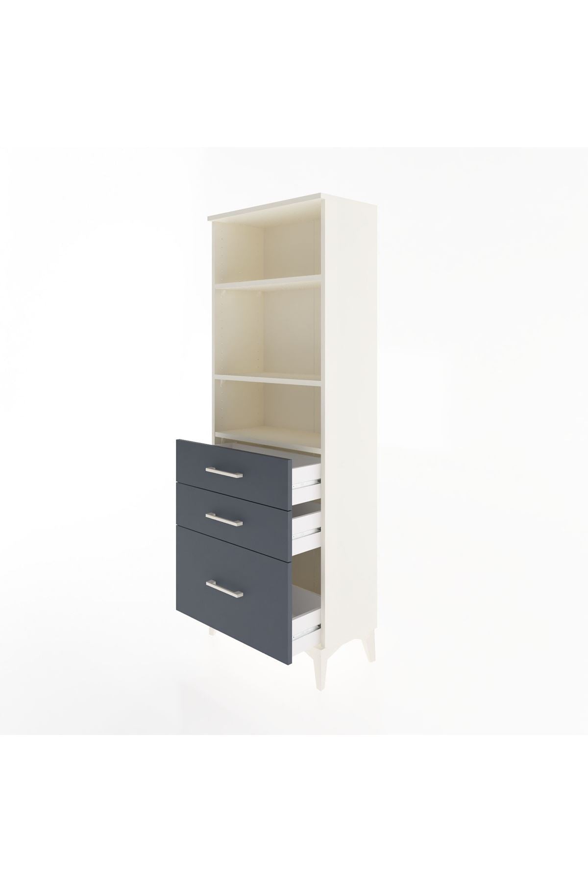 Arges Dolap 3 Raflı 3 Çekmeceli 60x30x163 Aytaşı-Antrasit