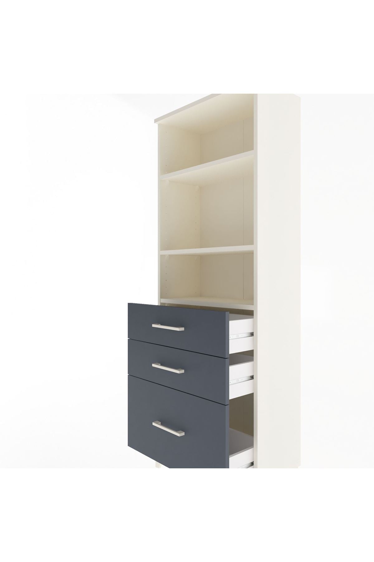 Arges Dolap 3 Raflı 3 Çekmeceli 60x30x163 Aytaşı-Antrasit