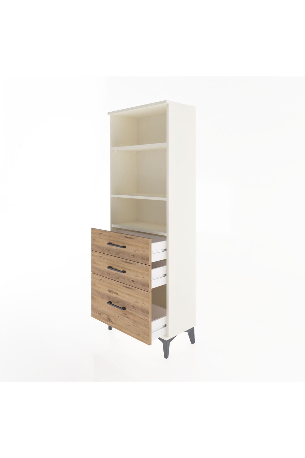 Arges Dolap 3 Raflı 3 Çekmeceli 60x30x163 Aytaşı-Çam