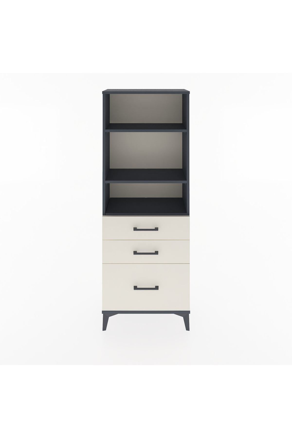 Arges Dolap 3 Raflı 3 Çekmeceli 60x30x163 Antrasit-Aytaşı