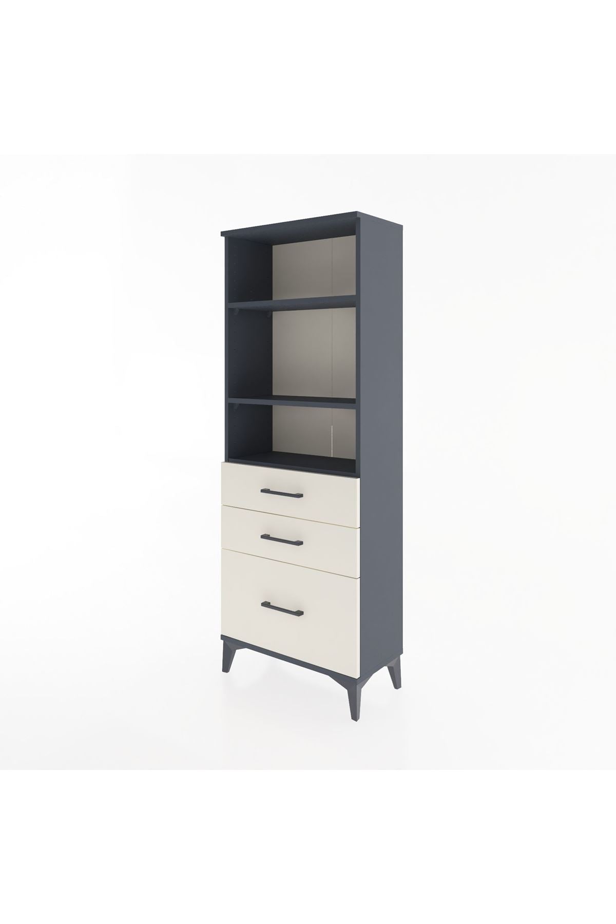 Arges Dolap 3 Raflı 3 Çekmeceli 60x30x163 Antrasit-Aytaşı