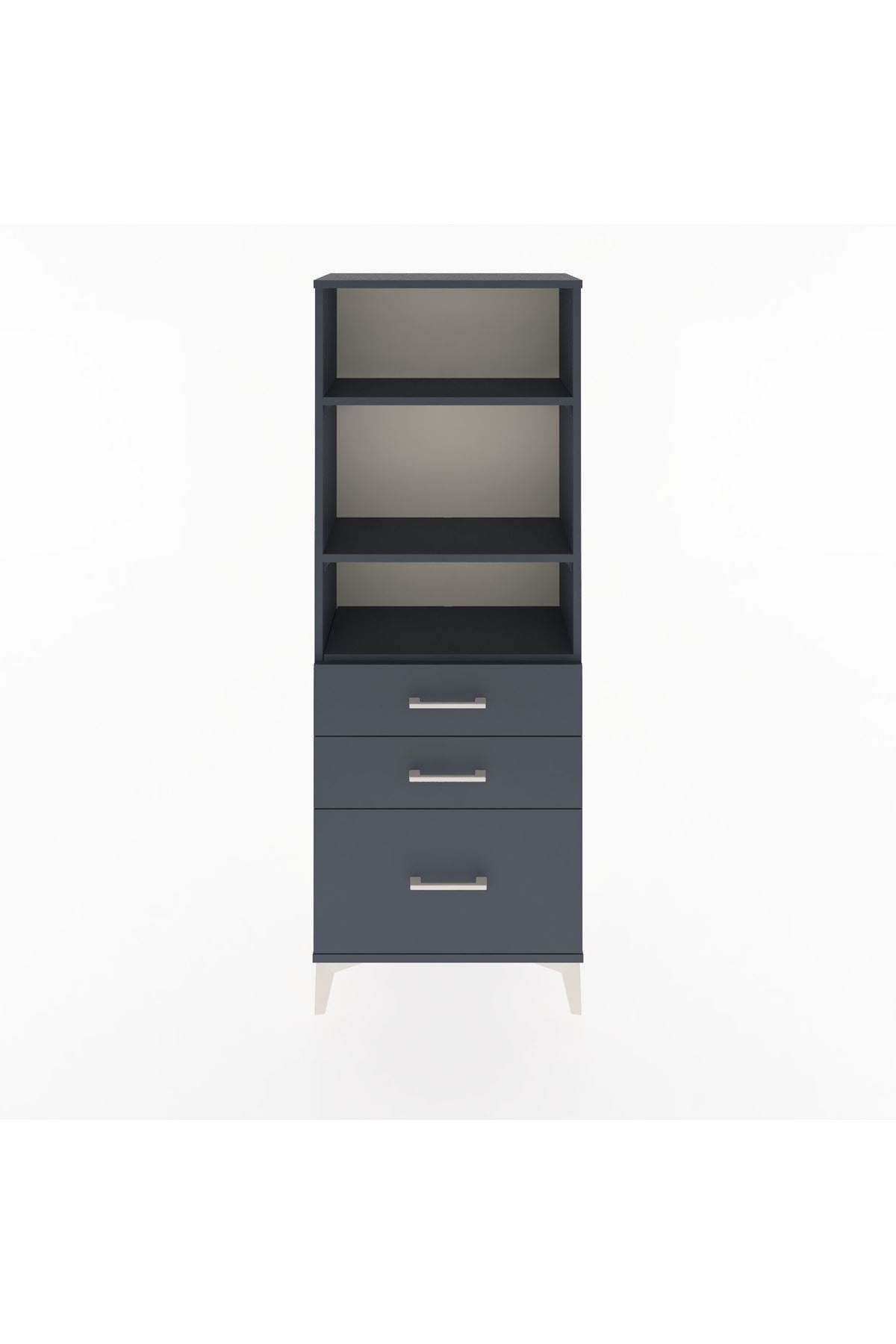 Arges Dolap 3 Raflı 3 Çekmeceli 60x30x163 Antrasit-Antrasit