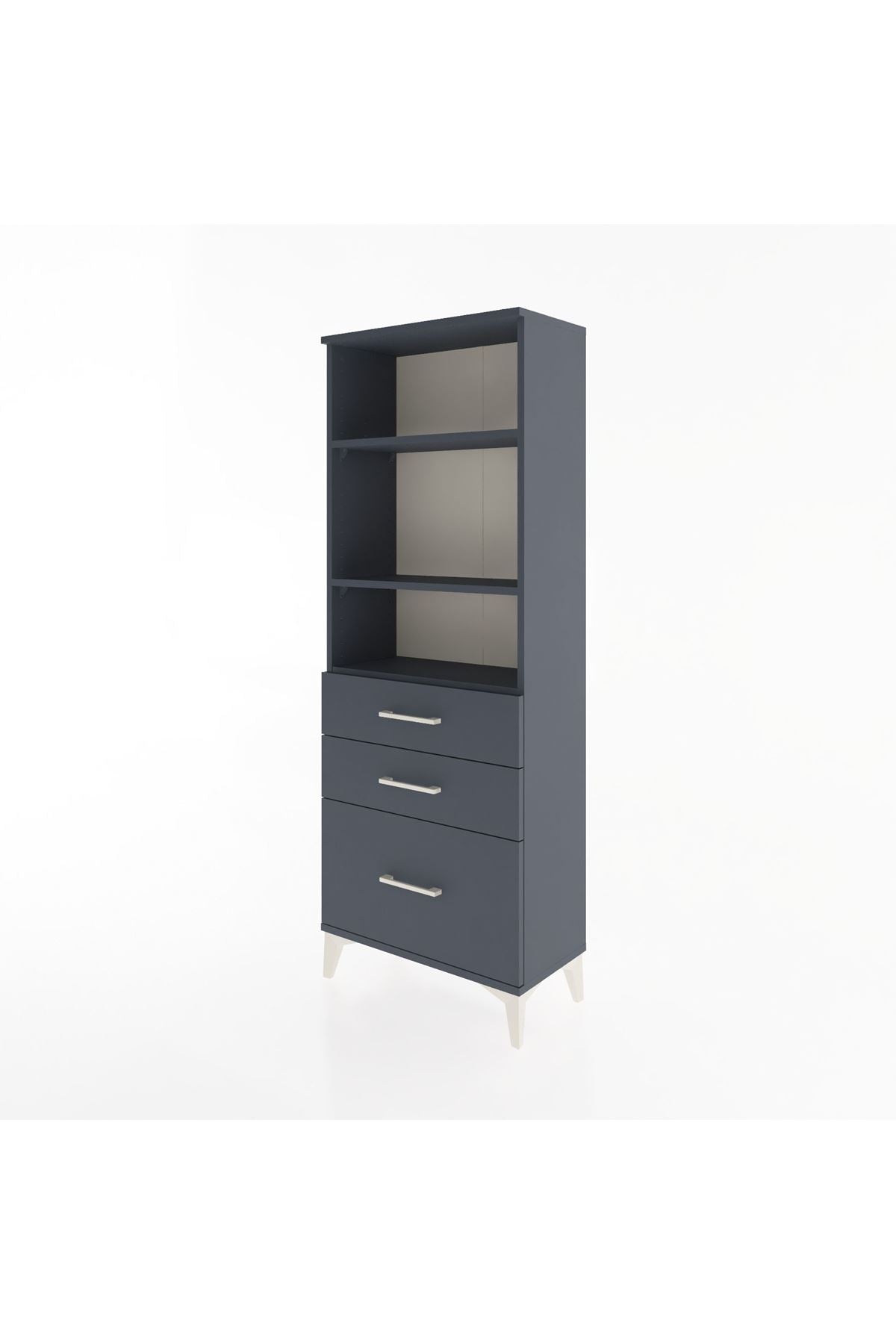 Arges Dolap 3 Raflı 3 Çekmeceli 60x30x163 Antrasit-Antrasit