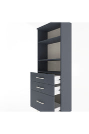 Arges Dolap 3 Raflı 3 Çekmeceli 60x30x163 Antrasit-Antrasit