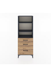 Arges Dolap 3 Raflı 3 Çekmeceli 60x30x163 Antrasit-Çam