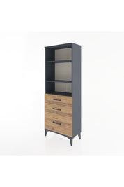 Arges Dolap 3 Raflı 3 Çekmeceli 60x30x163 Antrasit-Çam