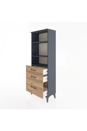 Arges Dolap 3 Raflı 3 Çekmeceli 60x30x163 Antrasit-Çam