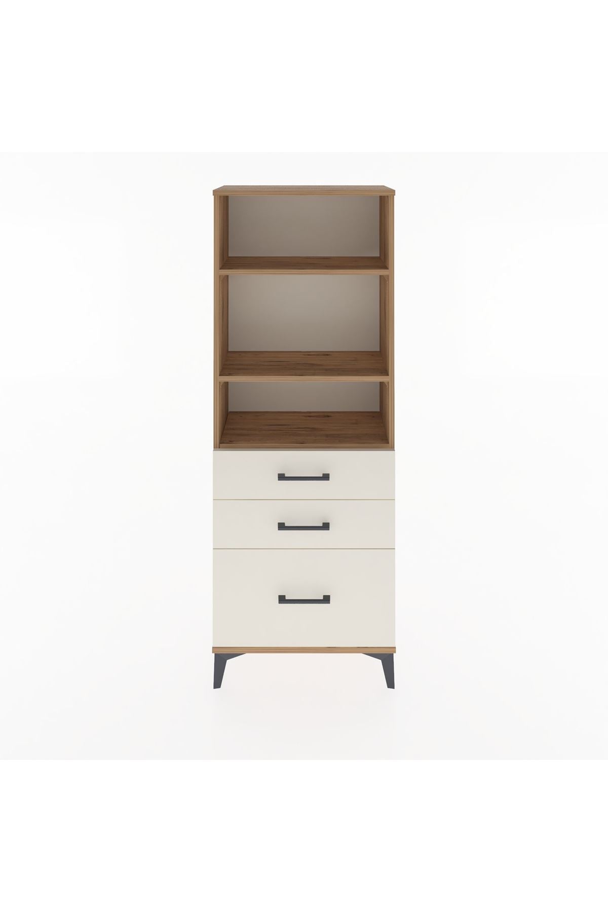 Arges Dolap 3 Raflı 3 Çekmeceli 60x30x163 Çam-Aytaşı