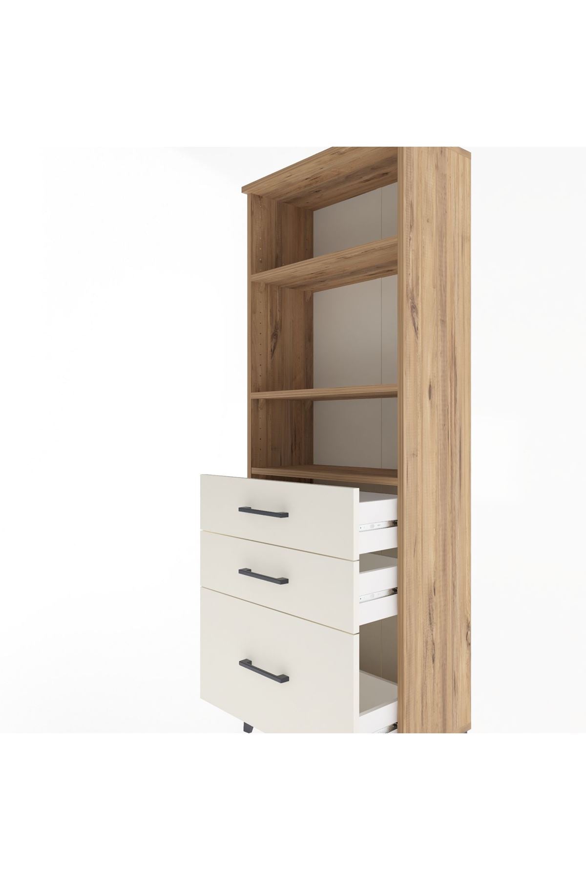 Arges Dolap 3 Raflı 3 Çekmeceli 60x30x163 Çam-Aytaşı
