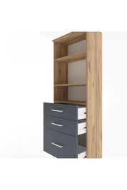 Arges Dolap 3 Raflı 3 Çekmeceli 60x30x163 Çam-Antrasit