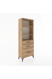 Arges Dolap 3 Raflı 3 Çekmeceli 60x30x163 Çam-Çam