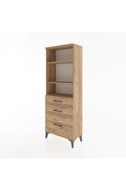 Arges Dolap 3 Raflı 3 Çekmeceli 60x30x163 Çam-Çam