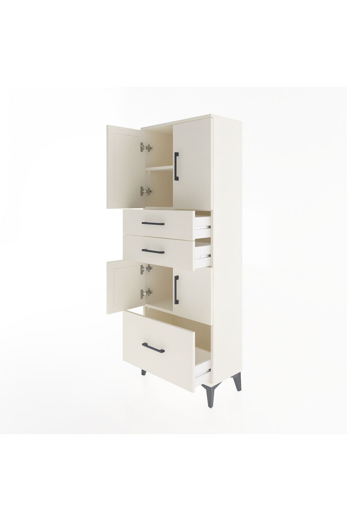 Arges Dolap 3 Raflı 3 Çekmeceli 4 Kapaklı 60x30x163 Aytaşı-Aytaşı