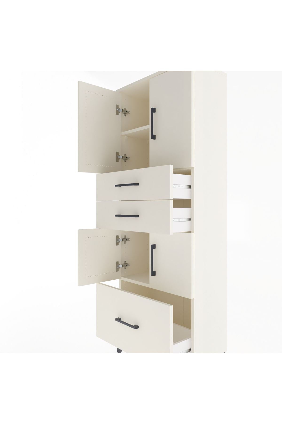 Arges Dolap 3 Raflı 3 Çekmeceli 4 Kapaklı 60x30x163 Aytaşı-Aytaşı