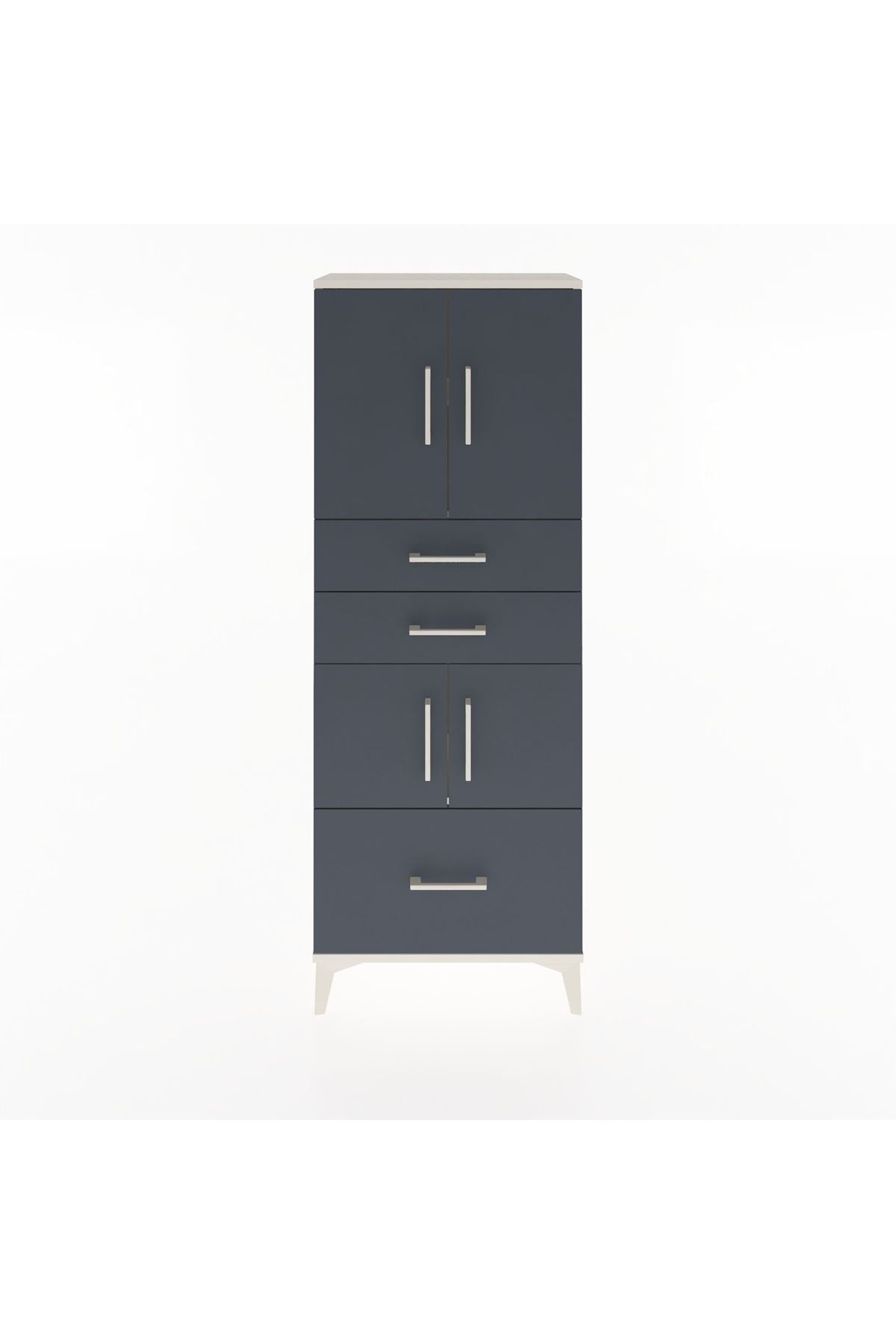 Arges Dolap 3 Raflı 3 Çekmeceli 4 Kapaklı 60x30x163 Aytaşı-Antrasit