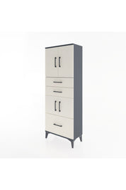 Arges Dolap 3 Raflı 3 Çekmeceli 4 Kapaklı 60x30x163 Antrasit-Aytaşı