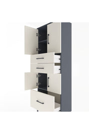 Arges Dolap 3 Raflı 3 Çekmeceli 4 Kapaklı 60x30x163 Antrasit-Aytaşı