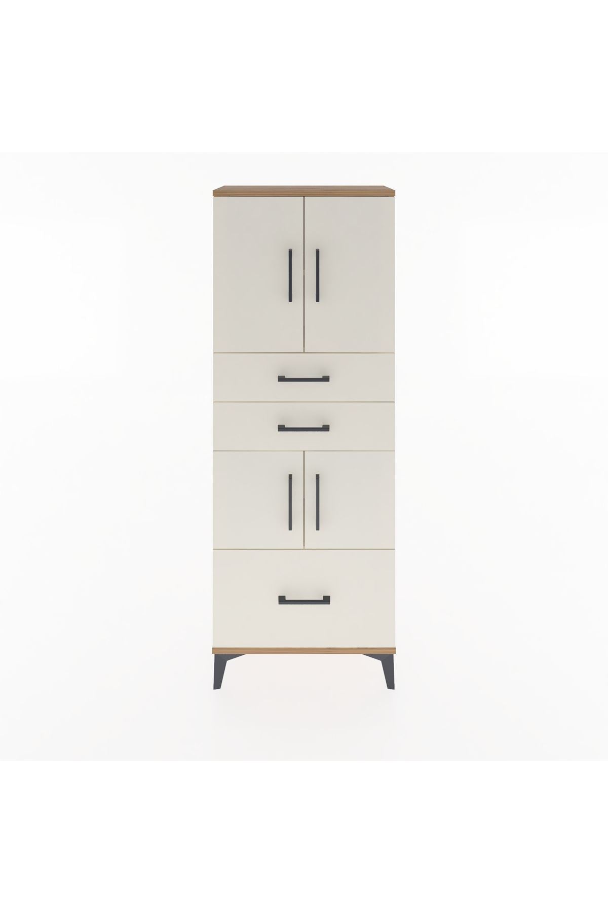 Arges Dolap 3 Raflı 3 Çekmeceli 4 Kapaklı 60x30x163 Çam-Aytaşı