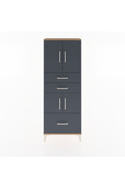 Arges Dolap 3 Raflı 3 Çekmeceli 4 Kapaklı 60x30x163 Çam-Antrasit
