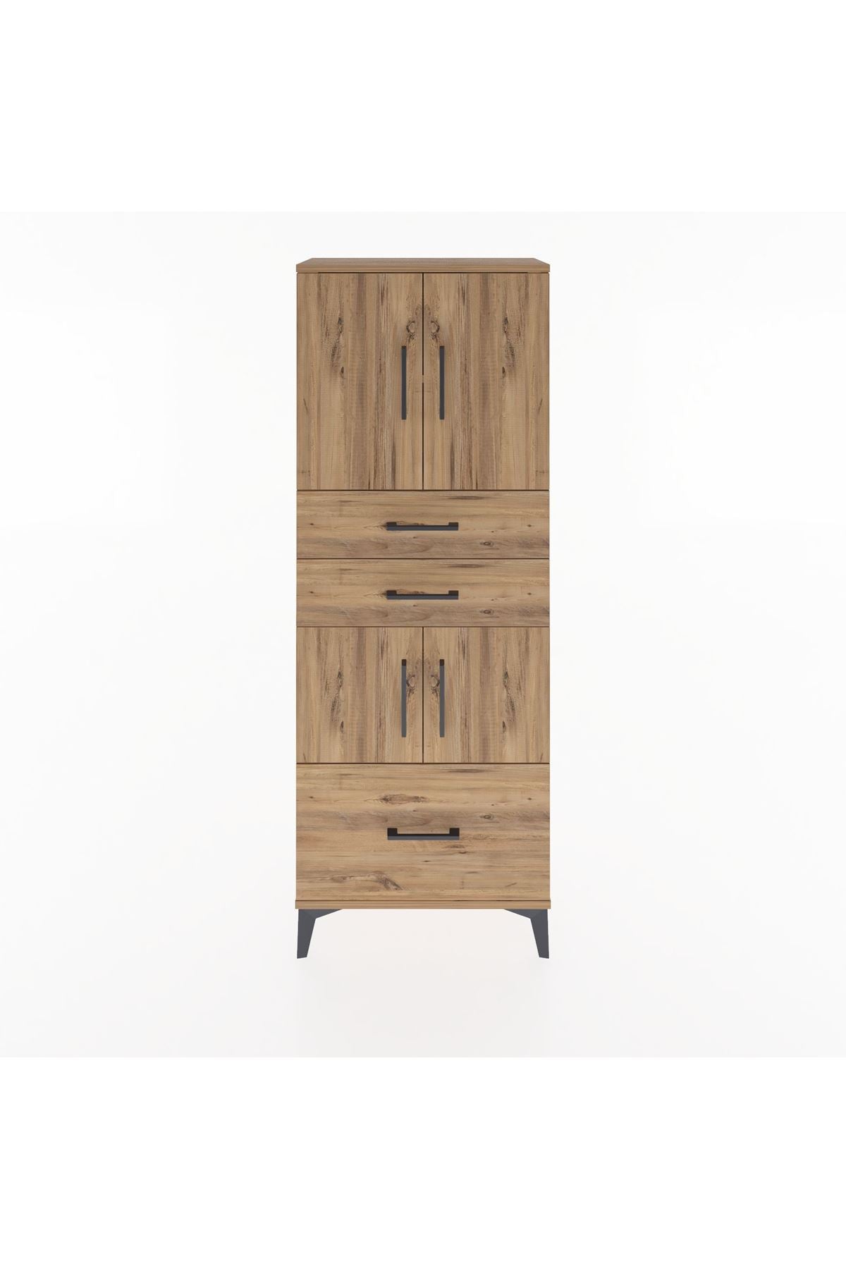 Arges Dolap 3 Raflı 3 Çekmeceli 4 Kapaklı 60x30x163 Çam-Çam