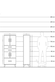 Arges Dolap 3 Raflı 3 Çekmeceli 4 Kapaklı 60x30x163 Çam-Çam