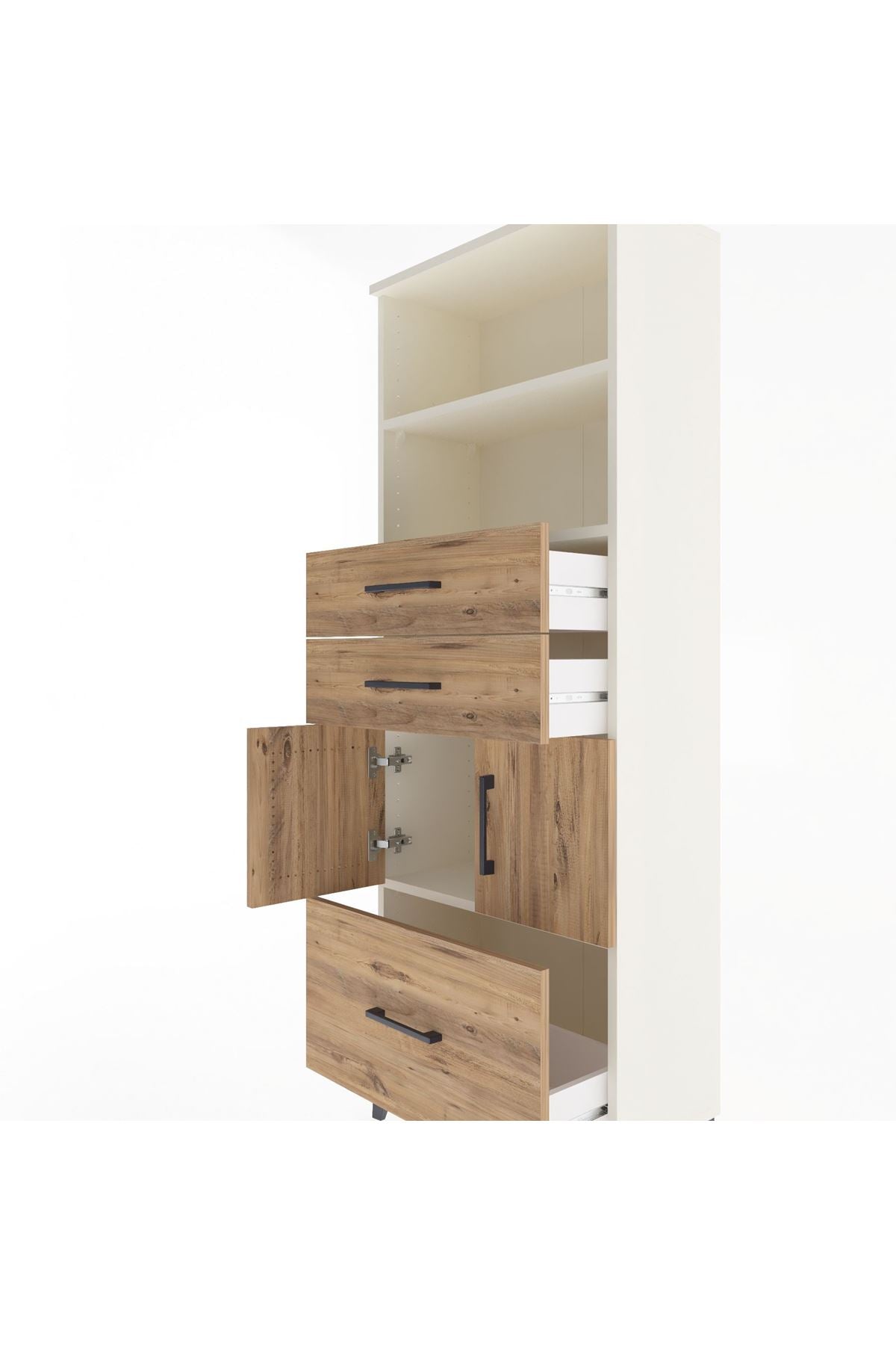 Arges Dolap 3 Raflı 3 Çekmeceli 2 Kapaklı 60x30x163 Aytaşı-Çam