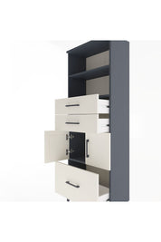 Arges Dolap 3 Raflı 3 Çekmeceli 2 Kapaklı 60x30x163 Antrasit-Aytaşı