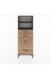 Arges Dolap 3 Raflı 3 Çekmeceli 2 Kapaklı 60x30x163 Antrasit-Çam