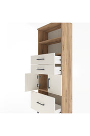 Arges Dolap 3 Raflı 3 Çekmeceli 2 Kapaklı 60x30x163 Çam-Aytaşı