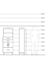 Arges Dolap 3 Raflı 3 Çekmeceli 2 Kapaklı 60x30x163 Antrasit-Çam
