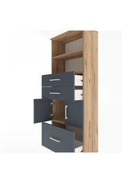 Arges Dolap 3 Raflı 3 Çekmeceli 2 Kapaklı 60x30x163 Çam-Antrasit