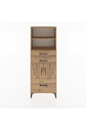 Arges Dolap 3 Raflı 3 Çekmeceli 2 Kapaklı 60x30x163 Çam-Çam