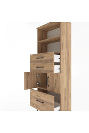 Arges Dolap 3 Raflı 3 Çekmeceli 2 Kapaklı 60x30x163 Çam-Çam