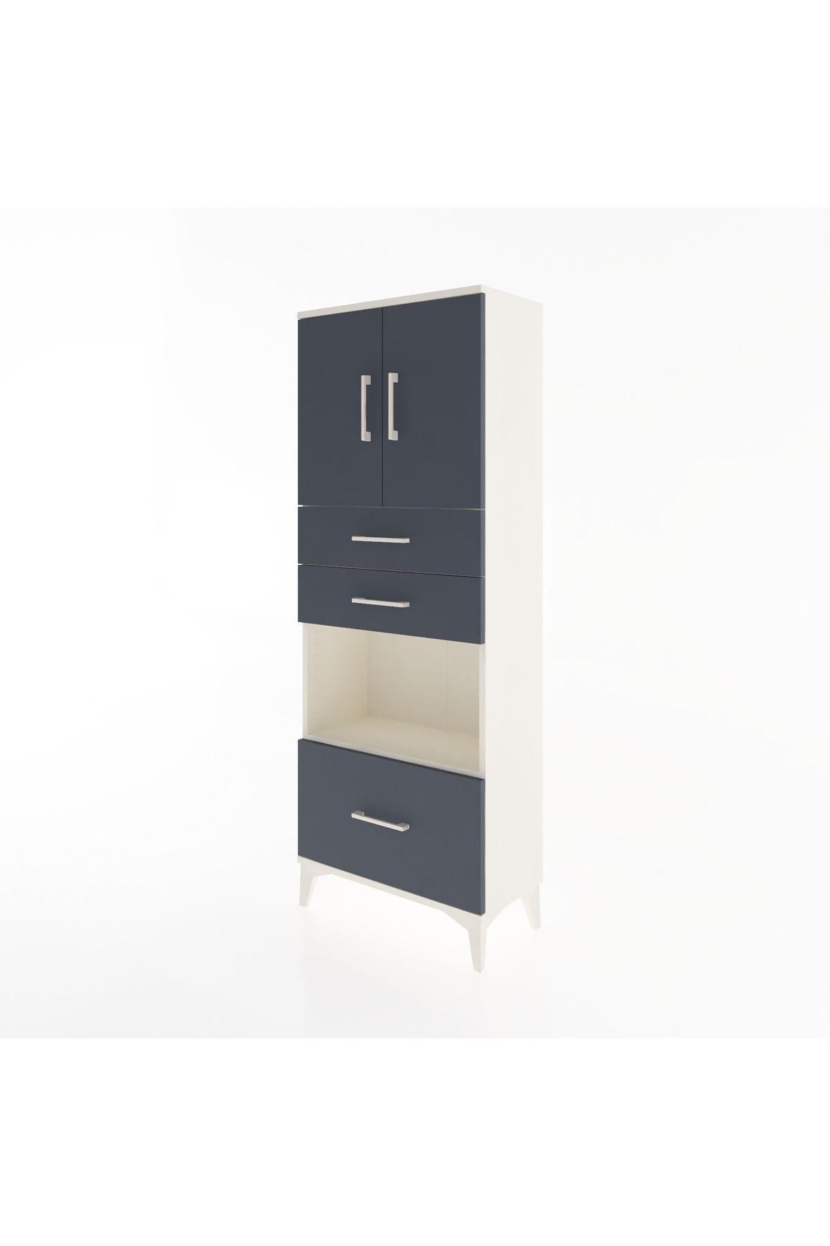 Arges Dolap 3 Raflı 3 Çekmeceli 2 Kapaklı 60x30x163 Aytaşı-Antrasit