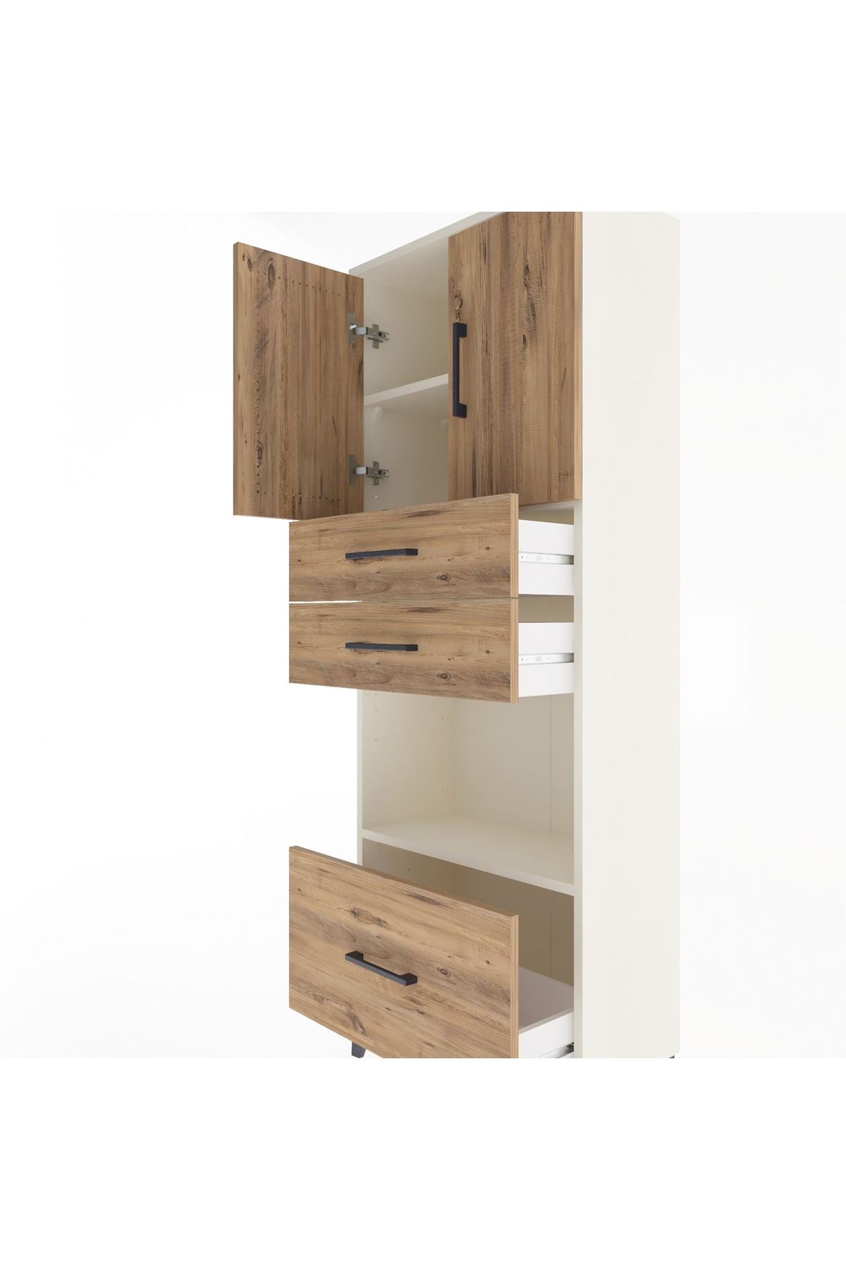 Arges Dolap 3 Raflı 3 Çekmeceli 2 Kapaklı 60x30x163 Aytaşı-Çam