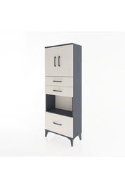 Arges Dolap 3 Raflı 3 Çekmeceli 2 Kapaklı 60x30x163 Antrasit-Aytaşı