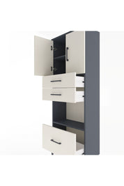 Arges Dolap 3 Raflı 3 Çekmeceli 2 Kapaklı 60x30x163 Antrasit-Aytaşı