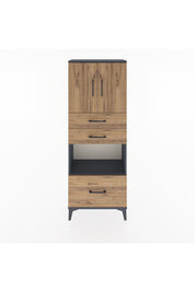 Arges Dolap 3 Raflı 3 Çekmeceli 2 Kapaklı 60x30x163 Antrasit-Çam