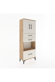 Arges Dolap 3 Raflı 3 Çekmeceli 2 Kapaklı 60x30x163 Çam-Aytaşı