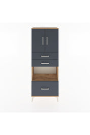 Arges Dolap 3 Raflı 3 Çekmeceli 2 Kapaklı 60x30x163 Çam-Antrasit